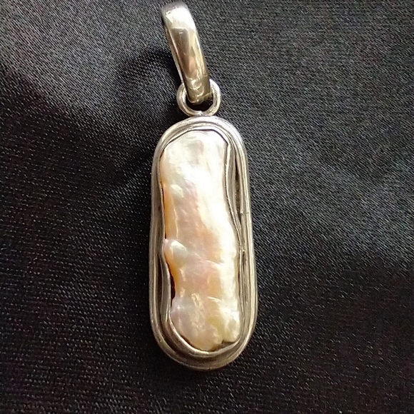 VTG STERLING SILVER Heavy MOP Bracelet & Pendant - Picture 4 of 11